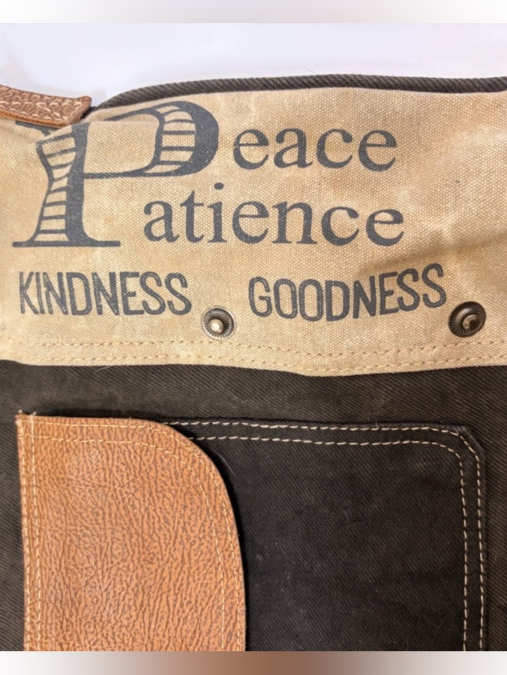 Canvas & Leather Crossbody Bag in Brown and Black